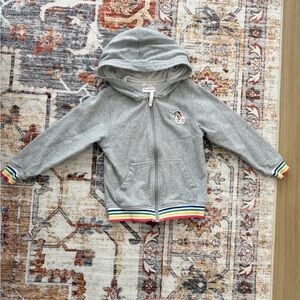 Hanna Anderson Gray Kids Hoodie with Rainbow Trim